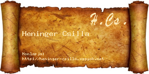 Heninger Csilla névjegykártya
